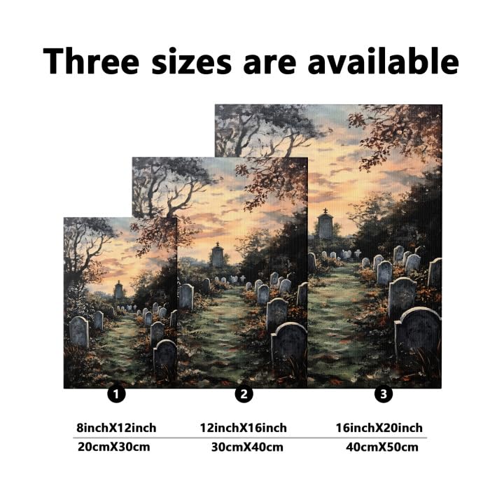 Amazon.com: Autumn Cemetery Canvas Wall Art, Gray White Tombstone